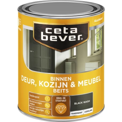 Afbeelding van Ceta Bever Binnenbeits Deur, Kozijn &amp; Meubel Zijdeglans Black Wash 0597 0,75 liter Blanke lak Beits