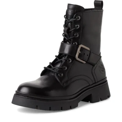 Afbeelding van s.Oliver Stiefelette Enkellaarsjes met plateauzool, Dames, Maat: 36, Black Kunststof