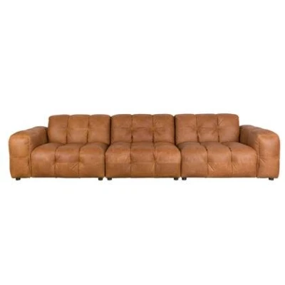 Afbeelding van Dutchbone Hackman 4,5 zitsbank Leer Cognac Bruin
