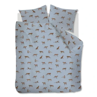 Afbeelding van Ambiante Leoparty dekbedovertrek Lits Jumeaux 240x200/220 Blauw