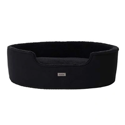 Afbeelding van lionto Hondenbed met omkeerbaar kussen, kattenbed, hondenbed, pluche, wasbaar, (L) 92 x 72 cm, zwart
