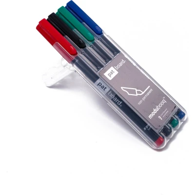 Afbeelding van PATboard modubooq Niet permanente marker pen set 4x Rood, groen, zwart (0.6mm) &amp; blauw (2.5mm)