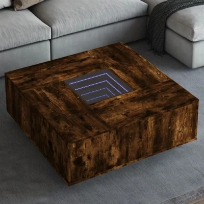 Afbeelding van vidaXL Salontafel met Infinity LED 100x100x40 cm gerookt eikenkleurig