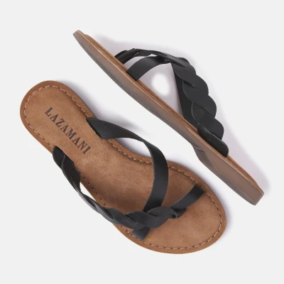 Afbeelding van Lazamani Ava Leren Dames Slippers Black Maat 36