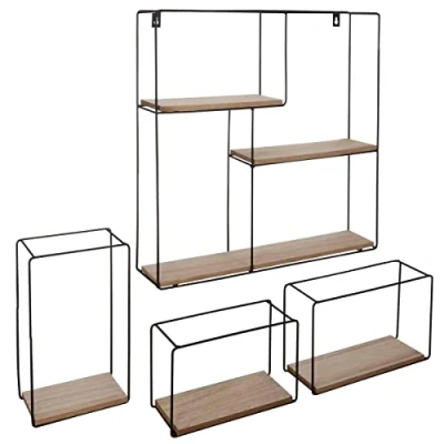 Afbeelding van Atmosphera Wandplanken set van 4 wandrek wandbox grote wandrekjes