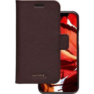 Afbeelding van iPhone 12 Mini Bookcase hoesje dbramante1928 Effen Donkerbruin Leer