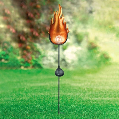 Afbeelding van LED solarlamp 33472 met metalen vlam