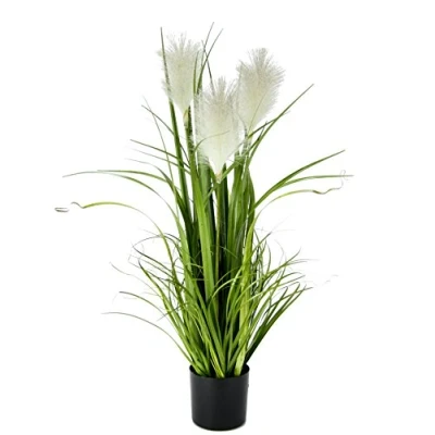 Afbeelding van Kunstmatig pampasgras in pot, veer, oevergras, zijdebloem, grasstruik, decoratief gras, kunstplant, siergras, decoratieve plant, pampasgras, bloem, kunstgras, groene kamerplant, 80 cm