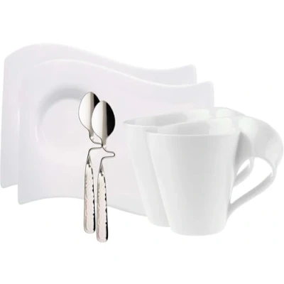 Afbeelding van Villeroy &amp; Boch NewWave Koffie /cappuccino set, modern design van hoogwaardig wit porselein, vaatwasmachinebestendig, 1 pack (6 stuks)