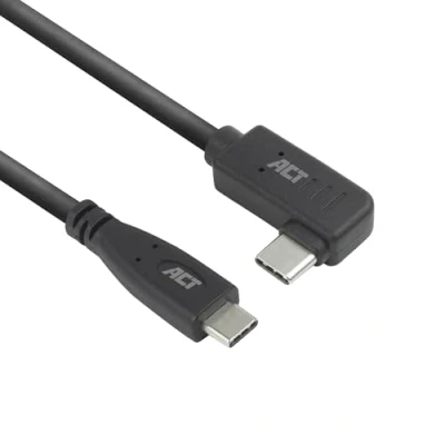 Image de ACT Câble USB 24 pin C (M) droit pour à angle gauche/droit 3.2 Gen 2 20 V 3 A m alimentation (60 W) noir