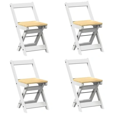 Afbeelding van vidaXL Eetkamerstoelen 4 st Corona inklapbaar massief grenenhout wit