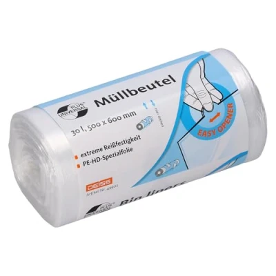 Afbeelding van DEISS UNIVERSAL 49902 Universele vuilniszakken, 500 mm x 600 mm, 30 l, transparant (100 stuks)