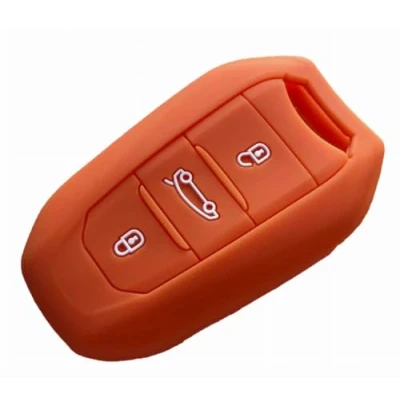 Afbeelding van Nordecco Sleutelhoes van siliconen voor sleutelloze afstandsbediening met 3 knoppen Opel Corsa F Astra L VI 70 Jeep Avenger Oranje