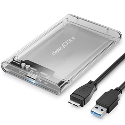 Afbeelding van deleyCON USB 3.1 Gen SSD harde schijf behuizing. 1 voor SATA 3 / HDD 7 mm 9,5 III 2,5 inch externe behuizing UASP [transparant]