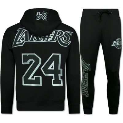 Afbeelding van Lakers Trainingspakken Heren Joggingpak Huispak Volwassenen ZwartZilver Maat XXXL