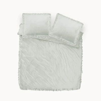 Afbeelding van Velvet Ruffles Dekbedovertrek Wit Effen 240x200 Cm Anti Allergie Dreamhouse Dekbed Discounter.nl