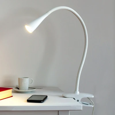 Afbeelding van Lindby Klemlamp 1licht kunststof, siliconen, metaal H: 44 cm wit Inclusief lichtbron