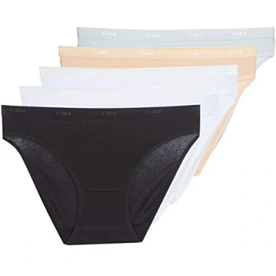 Image de DIM Femme Les Pockets Ecodim Coton Classique x5 Culotte, Noir/Peau/Blanc/Gris/Blanc, L