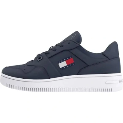 Afbeelding van Tommy Jeans Retro Basket Sneakers laag, Heren, Maat: 40, Dark night navy Leer en textiel