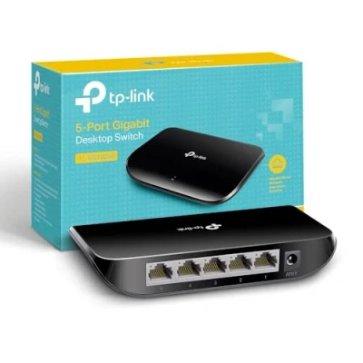 Image de TP Link TL SG1005D, 5 Port Gigabit Ethernet Network Switch, Splitter, Hub, Desktop and Wall Mounting, Plastic Case, Plug Play, Energy Saving, Black