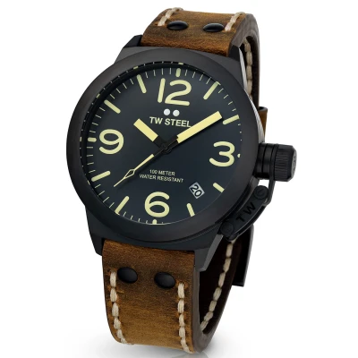 Afbeelding van TW Steel TWCS103 Canteen Zwart leer 45mm