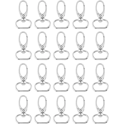 Afbeelding van Akozon Karabijnhaak, 20 stuks, 32 mm, zinklegering, macramé sleutelhanger, haken, zinkringen, draaibaar, trigger, clips, sleutelhanger