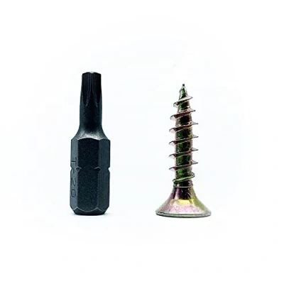Afbeelding van DOJA Barcelona houtschroeven 100 zelfborende schroeven 4 x 20 mm + 1 Torx T20 bit verzonken kop van verzinkt staal montageschroeven zelftappende