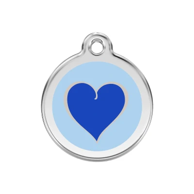 Afbeelding van Coloured Heart Navy roestvrijstalen hondenpenning medium/gemiddeld dia. 3 cm RedDingo