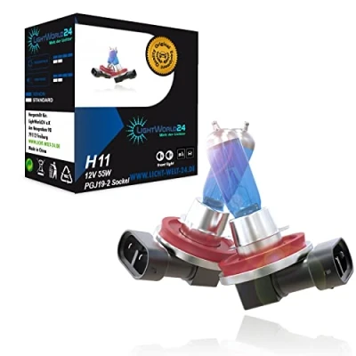 Afbeelding van LIGHTWORLD24 Halogeen autolampen H11 12 V 55 W PGJ9 2 6000 K koud wit xenon look ultra witte lampen lamp dimlicht mistlampen grootlicht bocht licht goedkeuring E keurmerk
