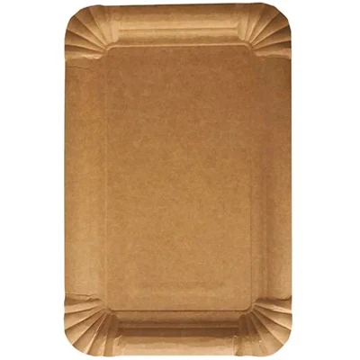 Afbeelding van Unlined Cardboard meat trays Plates &quot;Pure&quot; Rectangular 130 x 200mm Brown