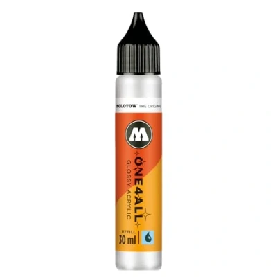 Afbeelding van Molotow One4All 251 Acryl navulverpakking 30 ml (inkt voor het vullen van acrylmarkers, hoge dekking en permanent, sneldrogend, bijna alle oppervlakken) glanzend wit