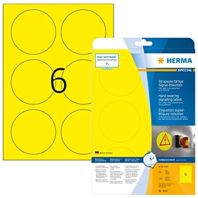 Afbeelding van Herma 8035 folie etiketten 85 x mm Polyester Geel 150 stuk(s) Extra sterk hechtend Laser (zwart/wit), (kleur), Kopiëren