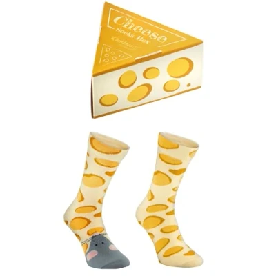 Afbeelding van Rainbow Socks 1 paar grappige katoenen sokken voor dames en heren, muis kaas, 36/40 EU, kaas
