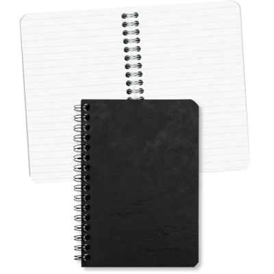 Afbeelding van Clairefontaine 785961C Notitieboek, spiraalbinding, zwart, 9 x 14 cm, 100 pagina&#039;s, gelinieerd, licht papier, 90 g, glanzend, ledernernerf, collectie Age Bag