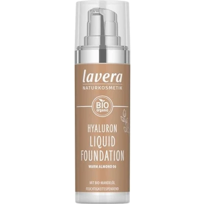 Afbeelding van lavera Hyaluron Liquid Foundation Warm Almond 06 Fonds de teint Cosmétiques naturels végan sans silicones Acide hyaluronique naturel 30ml
