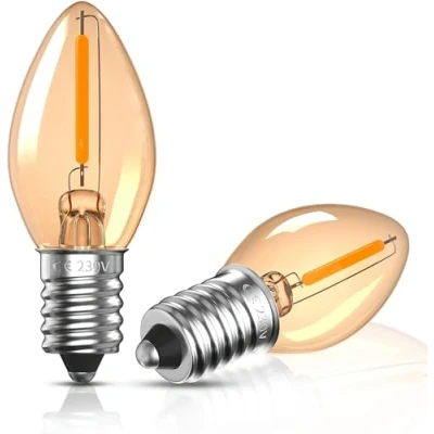 Afbeelding van Bonlux E14 LED lampen 0,5 W nachtlampen C7 zijn vintage kaarslampen kleine schroeven Edison gloeilampen zout amber kandelabra (2 stuks)