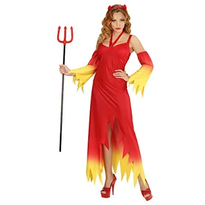 Afbeelding van Widmann Duivel Kostuum Fire Devil Duivelse Dame Vrouw Rood XL Halloween Verkleedkleding