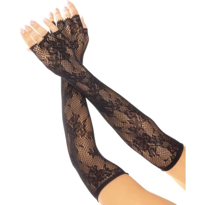 Afbeelding van Leg Avenue Floral Net Vingerloze Handschoenen Zwart