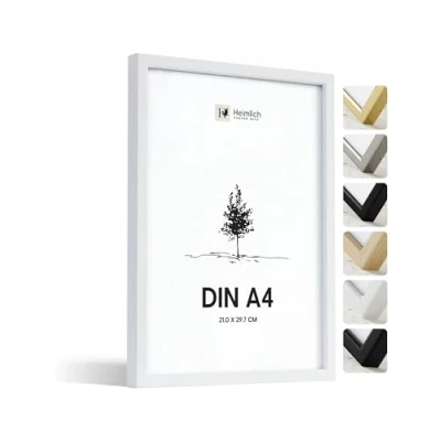 Afbeelding van Heimlich® Unieke set (1 stuk), hoogwaardige fotolijst DIN A4, van hout in wit, 21 x 29,7 cm (8,3 11,7 inch) met onbreekbaar acrylglas, perfect voor decoratie