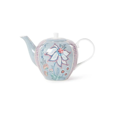 Afbeelding van Pip Studio Flower Festival Theepot 1,6 Liter Blauwgrijs
