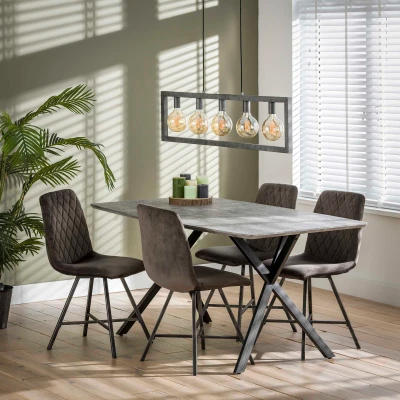 Afbeelding van Hoyz Collection Eetkamertafel blad ovaal Eettafel betonlook Vintage staal Grijs 160x90cm