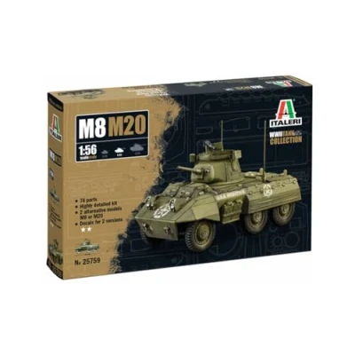 Afbeelding van 1:56 Italeri 25759 M8/M20 Militair Voertuig WWII Plastic Modelbouwpakket