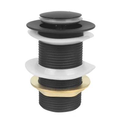 Afbeelding van Aquadesign Push to Open afvoerplug 1.1/4 mat zwart wastafelplug