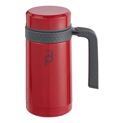 Afbeelding van Pioneer thermosfles, roestvrij staal, lekvrije thermosfles voor 6 uur warme dranken en 24 koud, rood, 0,45 liter