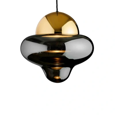 Afbeelding van Hanglamp Nutty XL, rookgrijs/goudkleurig, Ø 30 cm