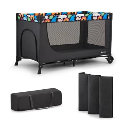 Afbeelding van Kinderkraft JOY 2 Reisbedje Box Campingbedje inklappen Happy Shapes