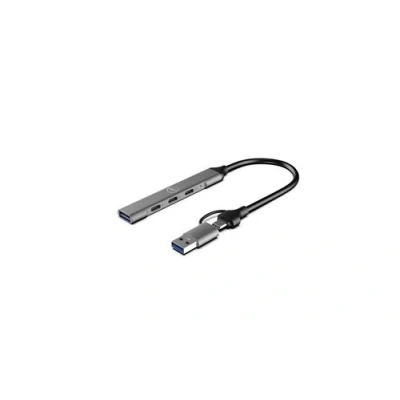 Image de Hub USB C Ultra Slim + Adaptateur femelle/USB A male avec 1 port 3.0 et 3 ports Mobility Lab Gris Noir