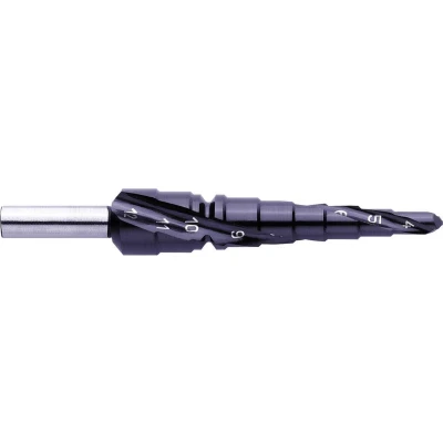 Afbeelding van Exact 796 / 07021 HSS Getrapte boor 4 12 mm TiAIN Gezamenlijke lengte 80 3 vlakken schacht 1 stuk(s)