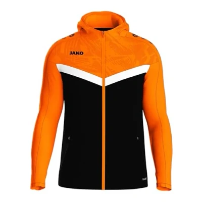 Afbeelding van Jako Iconic Jas Met Kap Kinderen Zwart / Fluo Oranje Maat: 128