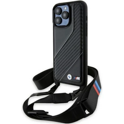 Afbeelding van BMW M Carbon Stripe Back Cover met Strap Geschikt voor Apple iPhone 15 Pro Max (6.7&quot;) Zwart